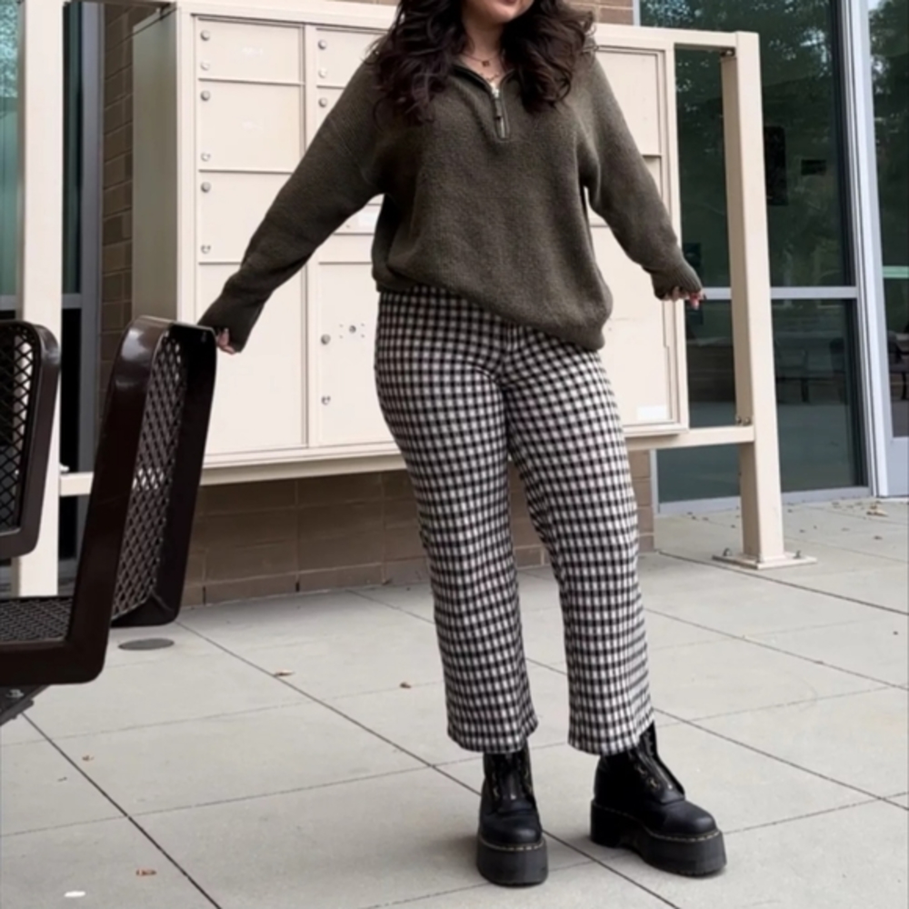 Nasty Gal Checkered High Waisted Wide Leg Pants